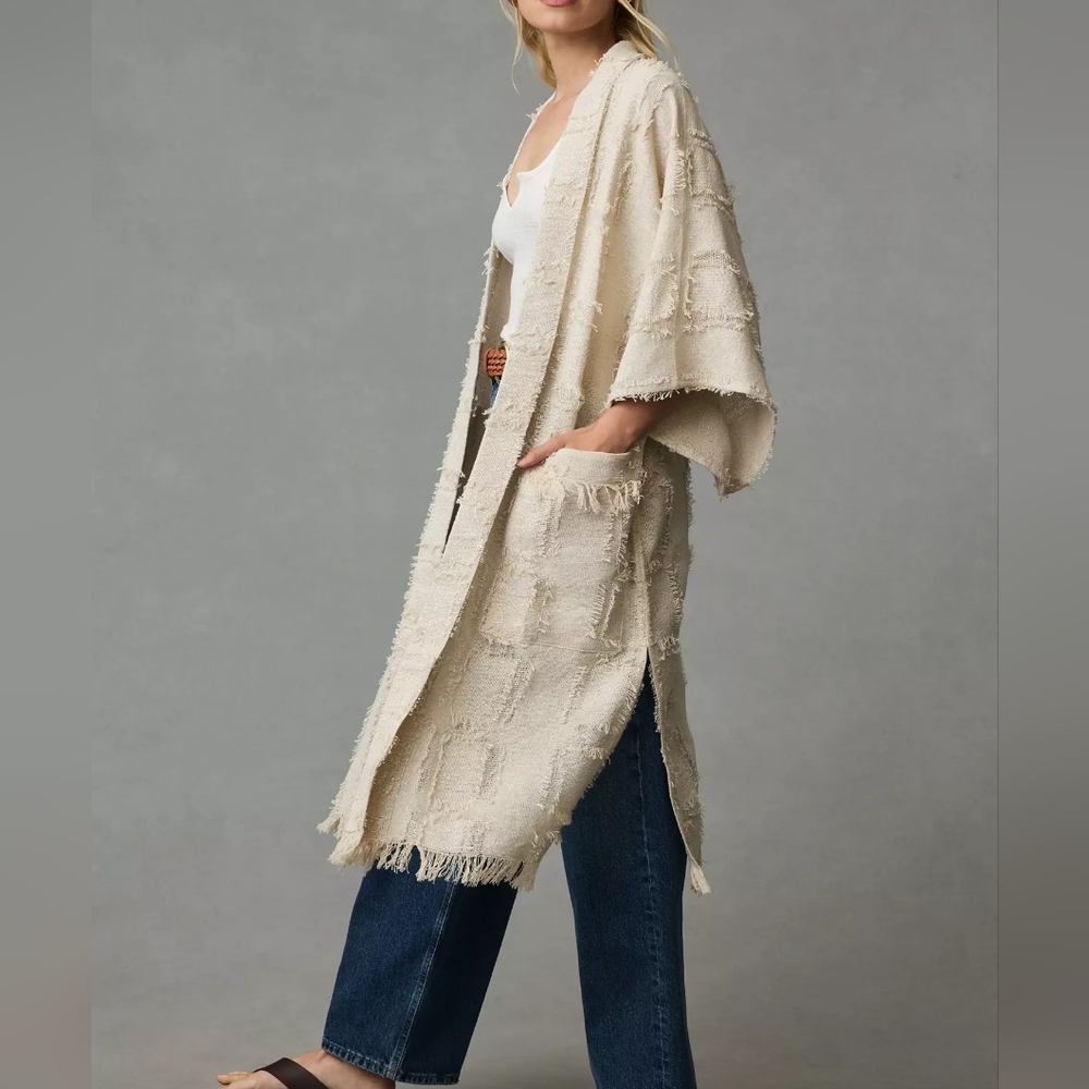 Pilcro Anthropologie Kimono Fringe Duster Cardigan